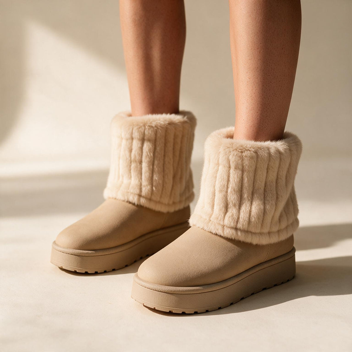 Copperfield Mia shearling platform boots worn