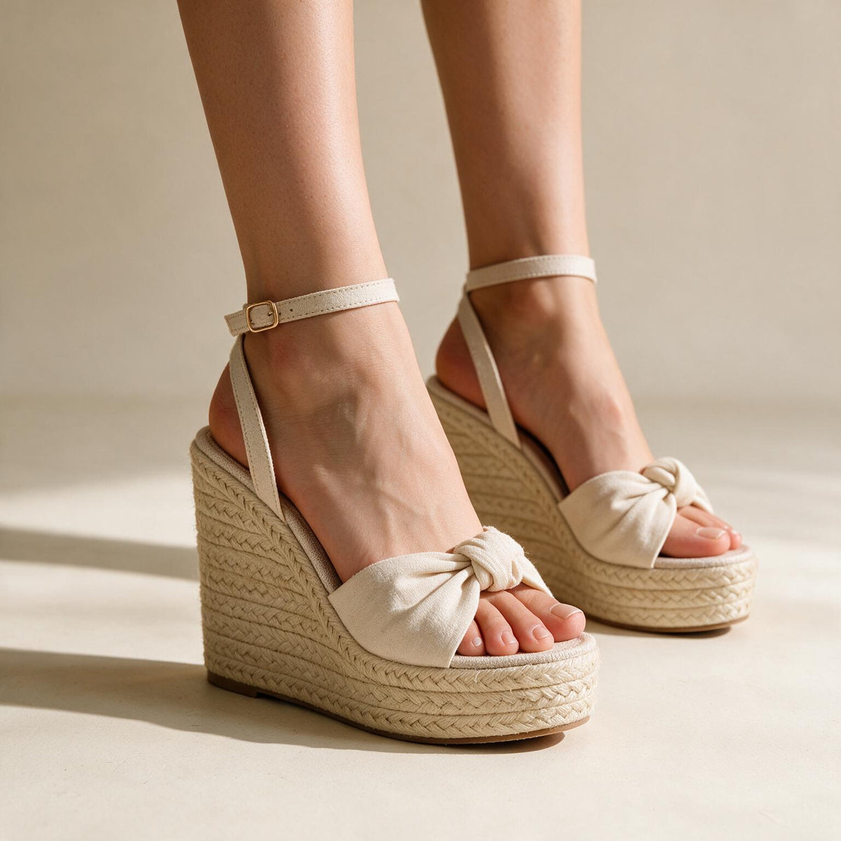 Casanova Knot espadrille wedges worn