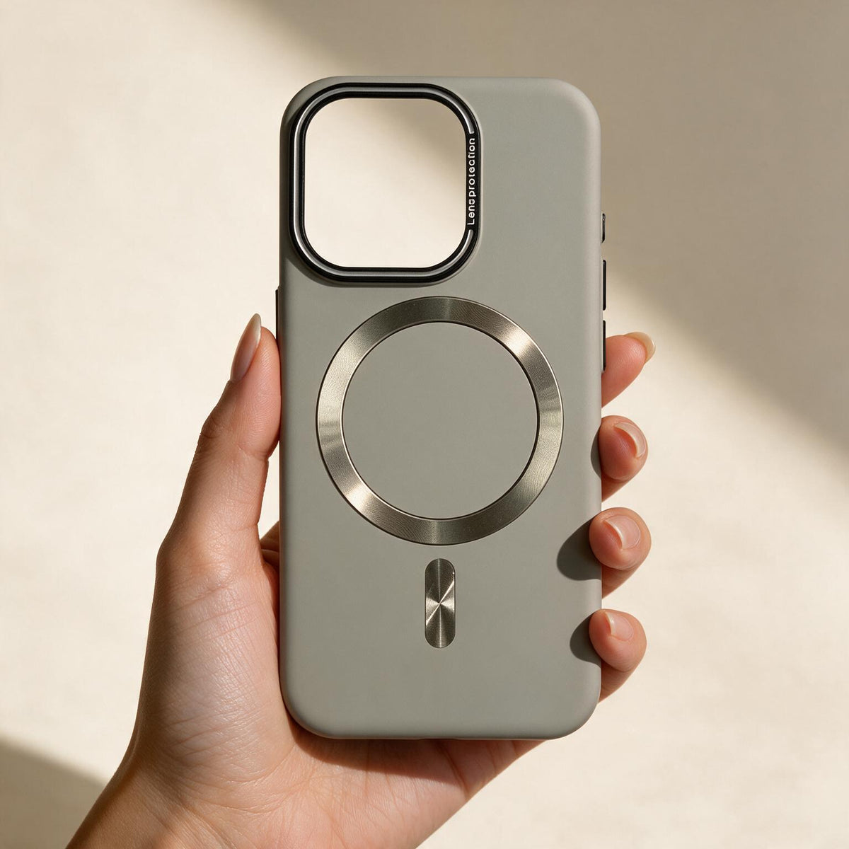Phone case held in hand