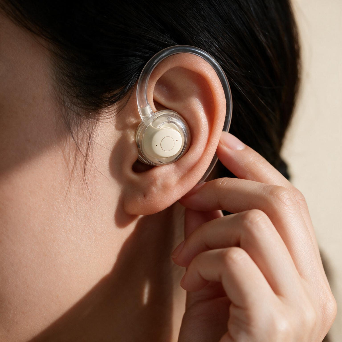 Wireless earbud worn in the ear