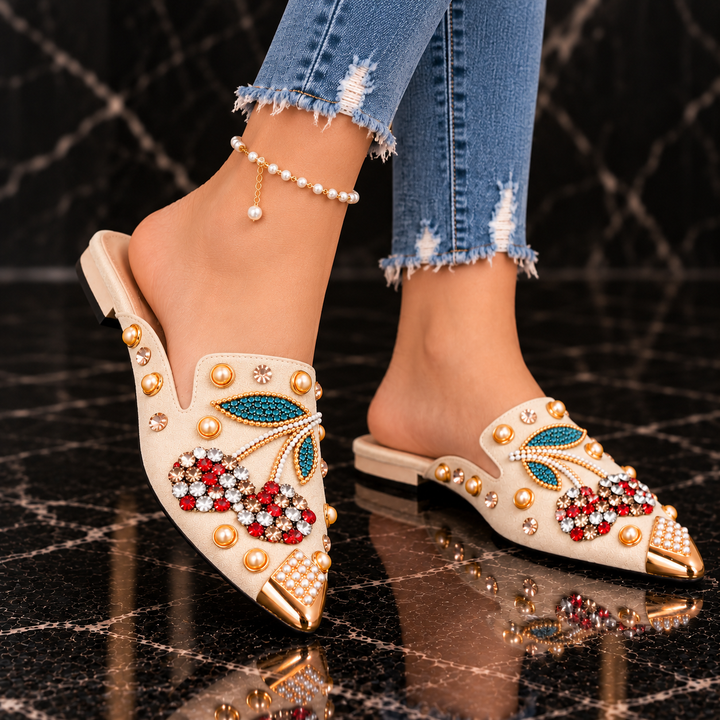 Sienna Crystal Cherry Mules