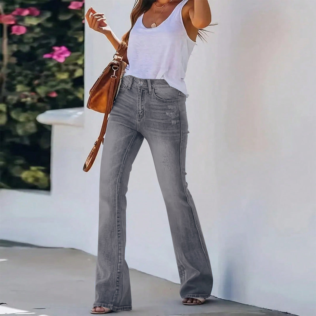 [Chic Flare Jeans] Stretch Denim High Waisted Flare Jeans | Retro, Leg-Lengthening, Effortless European Chic Style!