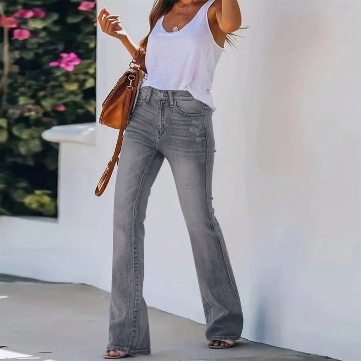 [Chic Flare Jeans] Stretch Denim High Waisted Flare Jeans | Retro, Leg-Lengthening, Effortless European Chic Style!