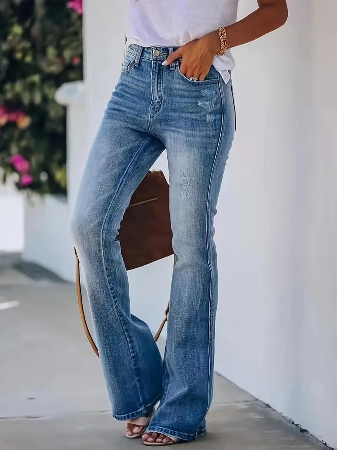[Chic Flare Jeans] Stretch Denim High Waisted Flare Jeans | Retro, Leg-Lengthening, Effortless European Chic Style!