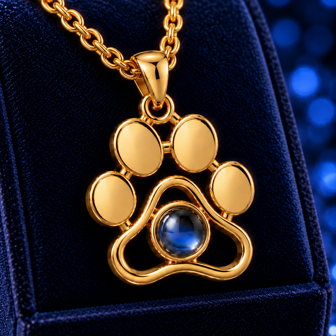 Hidden Photo Paw Necklace