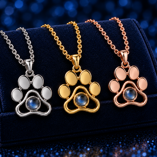 Hidden Photo Paw Necklace