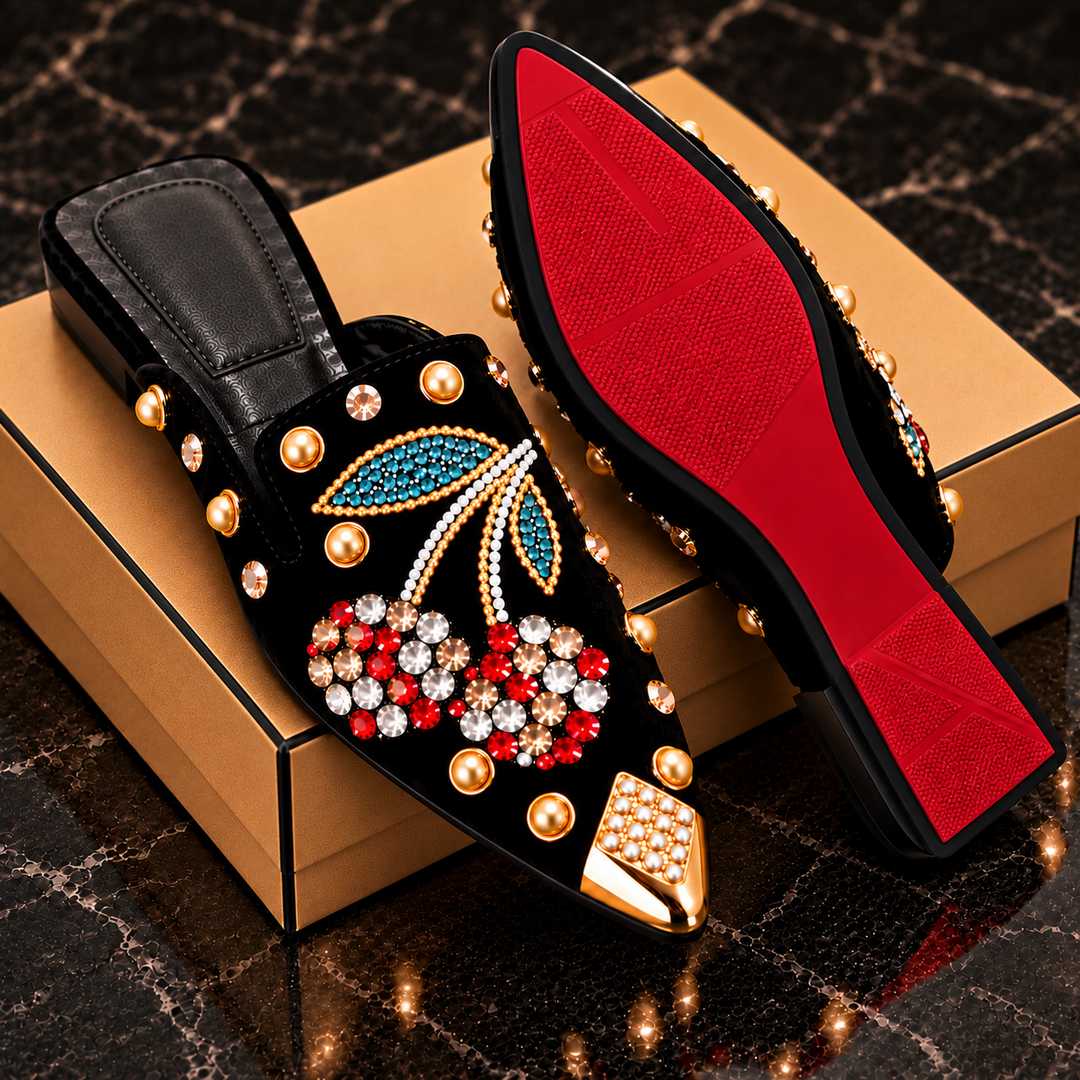 Sienna Crystal Cherry Mules