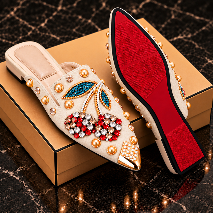 Sienna Crystal Cherry Mules