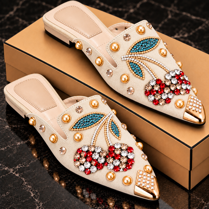 Sienna Crystal Cherry Mules