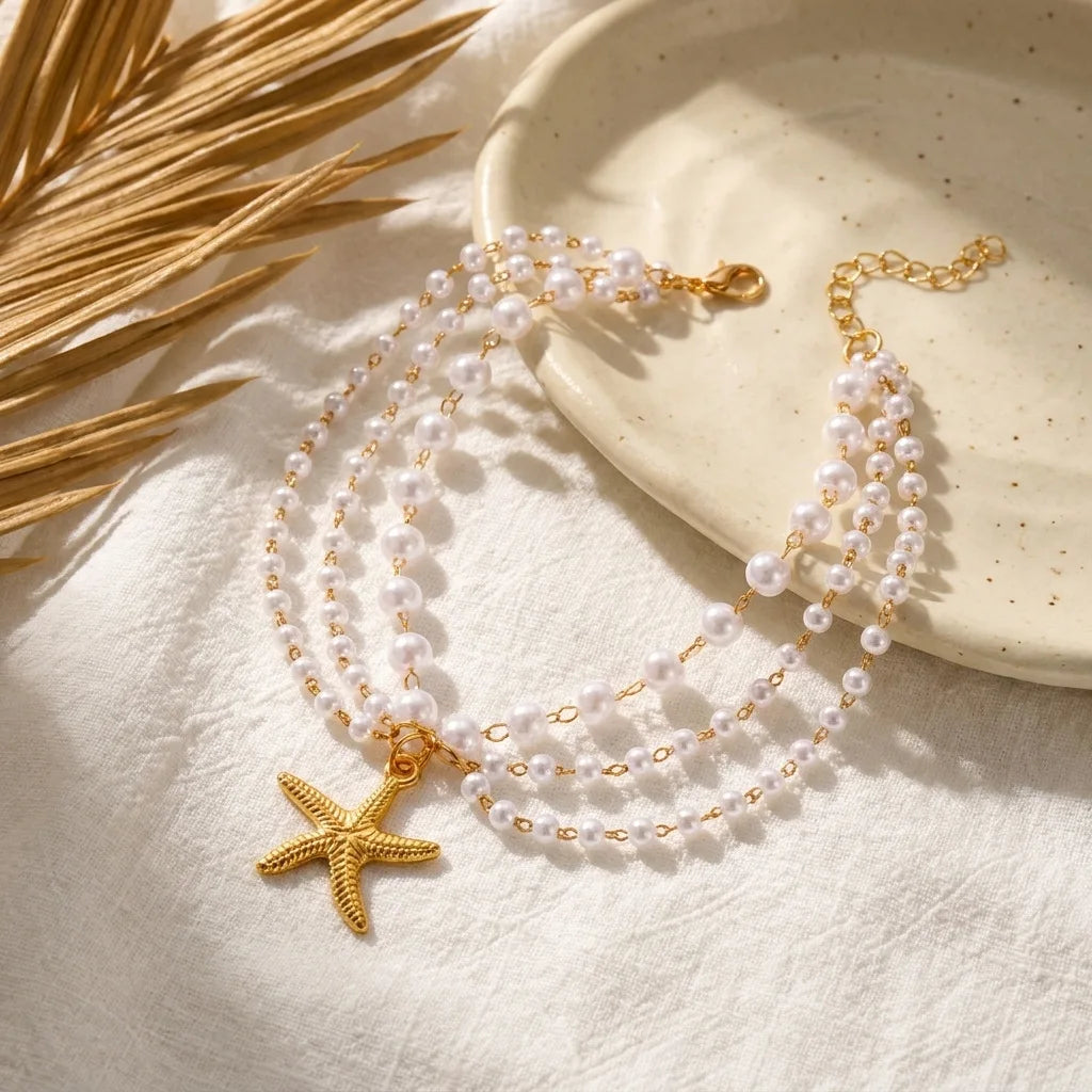 Marisol Pearl Starfish Anklet