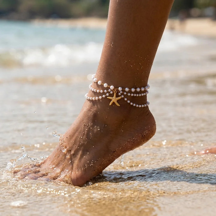 Marisol Pearl Starfish Anklet