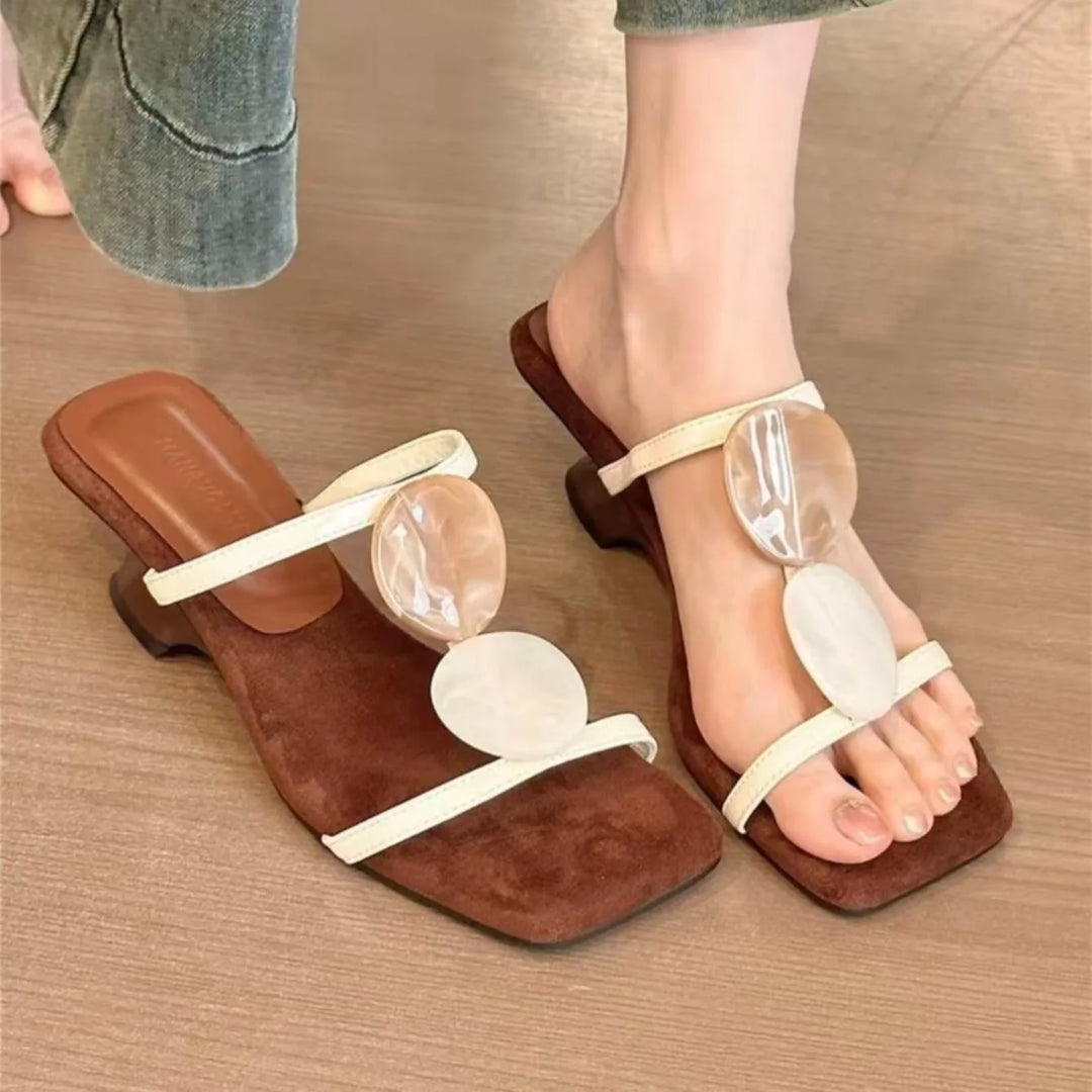 Women Slippers 2026 New Summer Trendy Square Toe Thin Strap Sandals Fashion Retro Handmade Casual Comfortable Female Shoes