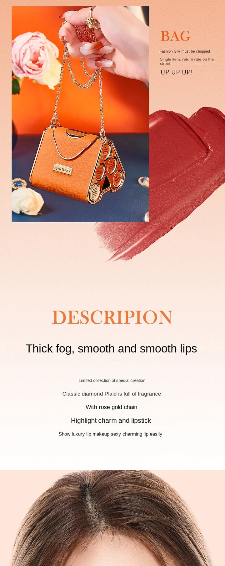 Chain Bag Lipstick Kit Gift Box Velvet Matte Moisturizing for Birthdays and Valentine's Days Gift for Girlfriend
