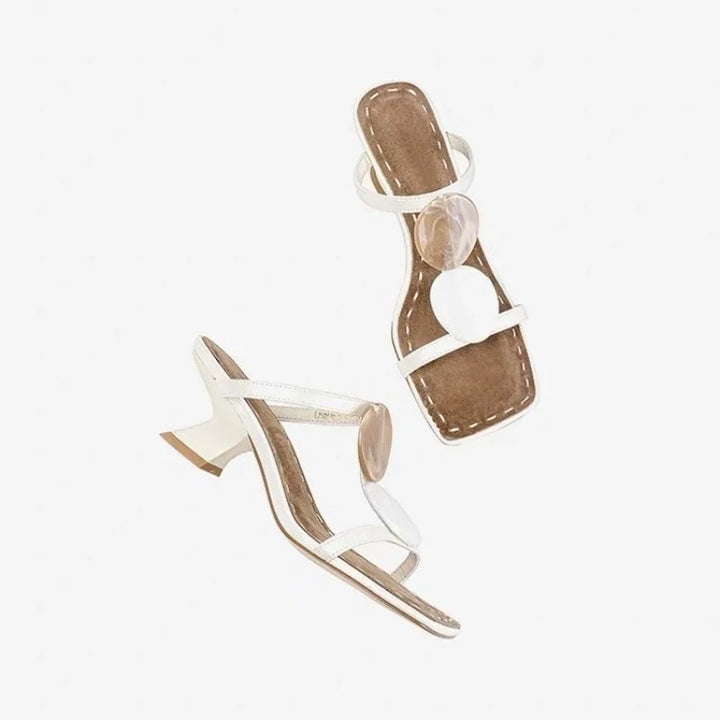 Flip-Flops Summer New Square Toe Open Toe Western Wind Non-Slip Kitten Heels