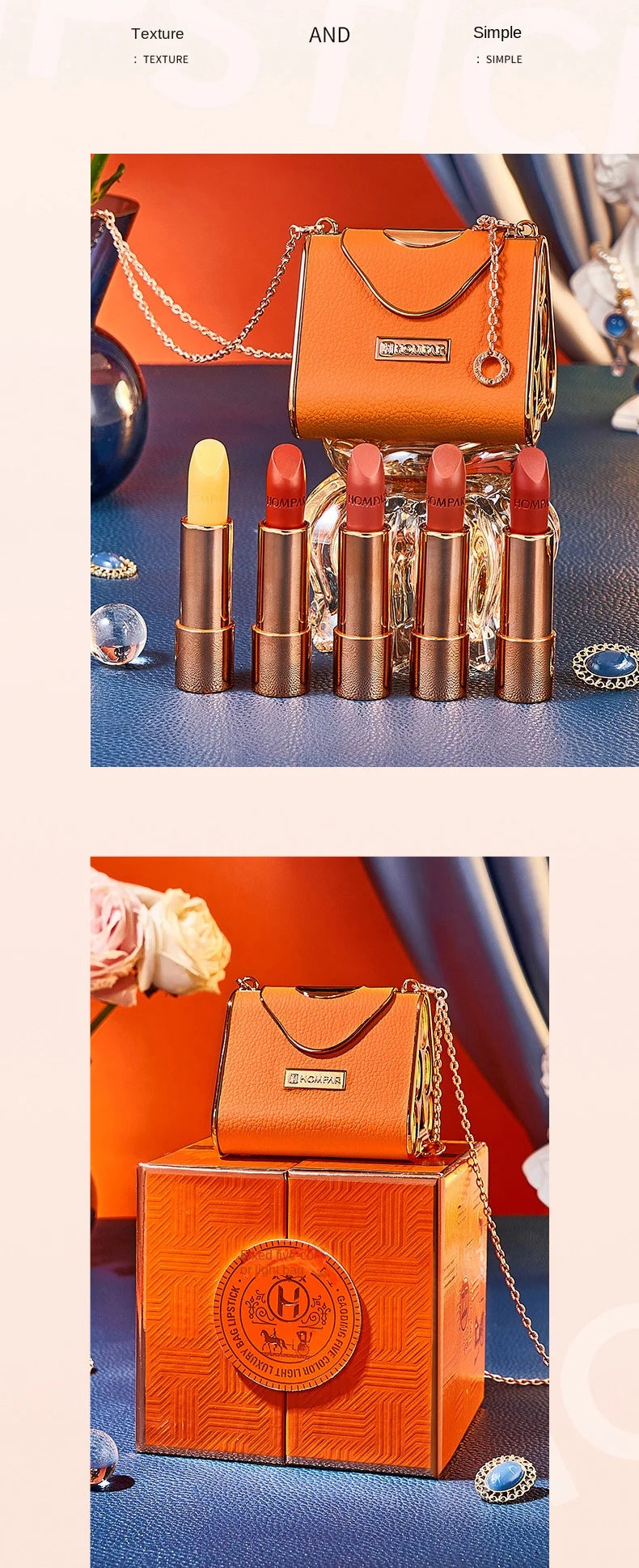 Chain Bag Lipstick Kit Gift Box Velvet Matte Moisturizing for Birthdays and Valentine's Days Gift for Girlfriend