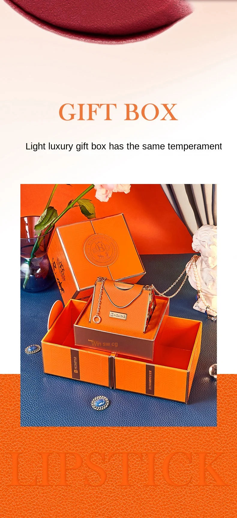 Chain Bag Lipstick Kit Gift Box Velvet Matte Moisturizing for Birthdays and Valentine's Days Gift for Girlfriend