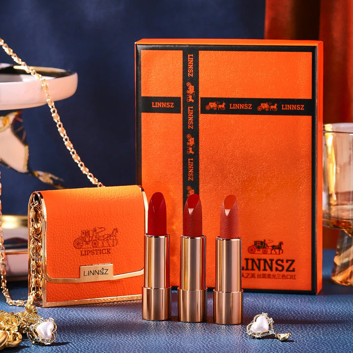Matte Lipstick with Chain Bag Set, Non-Fading, Non-Stick Cup Long-Lasting Velvet Finish, Smooth Matte Lip Color Waterproof