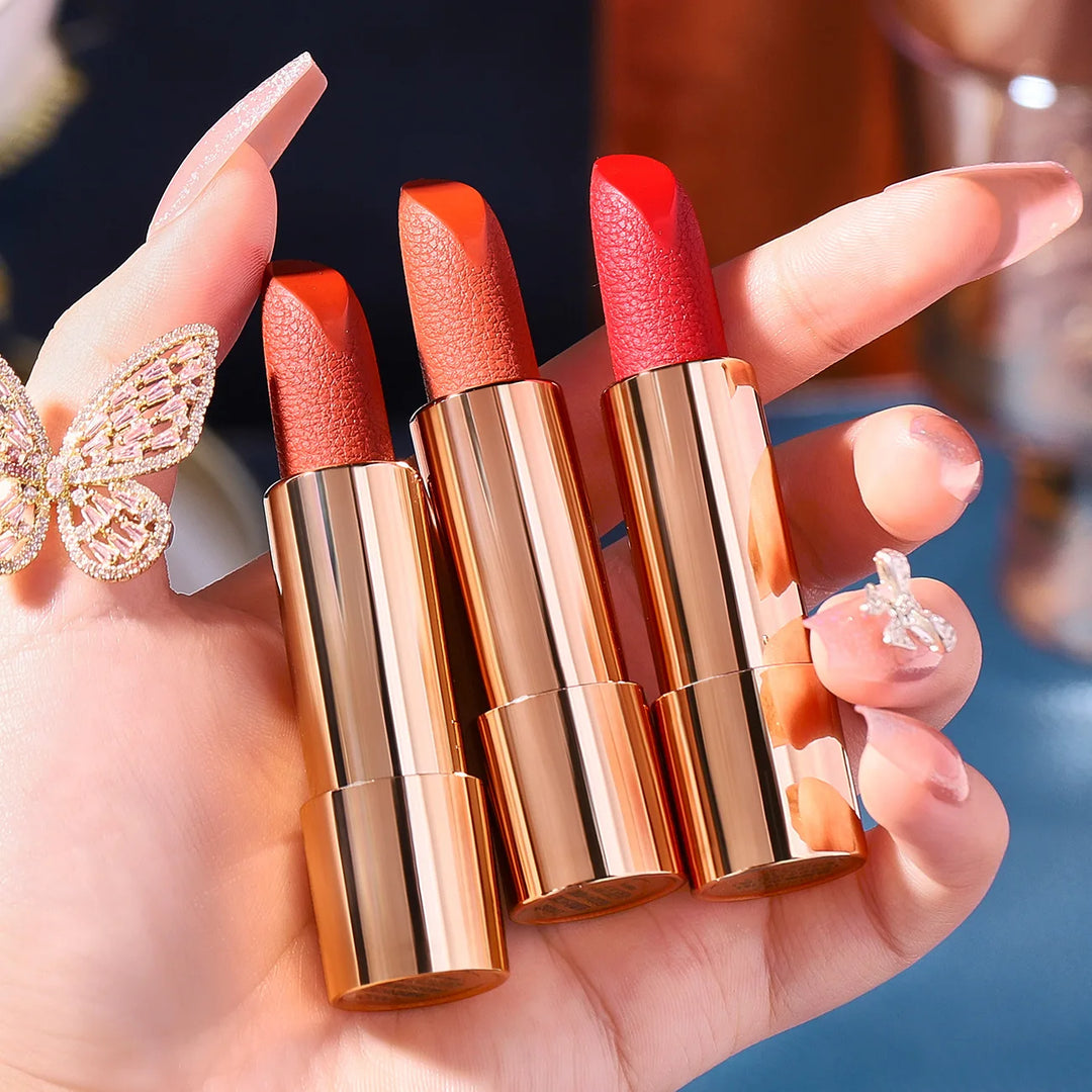Matte Lipstick with Chain Bag Set, Non-Fading, Non-Stick Cup Long-Lasting Velvet Finish, Smooth Matte Lip Color Waterproof