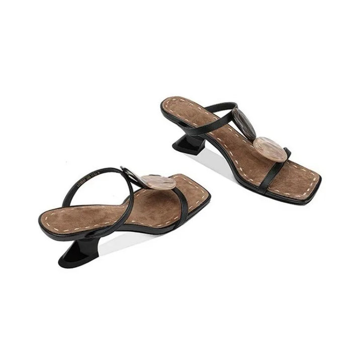 Flip-Flops Summer New Square Toe Open Toe Western Wind Non-Slip Kitten Heels