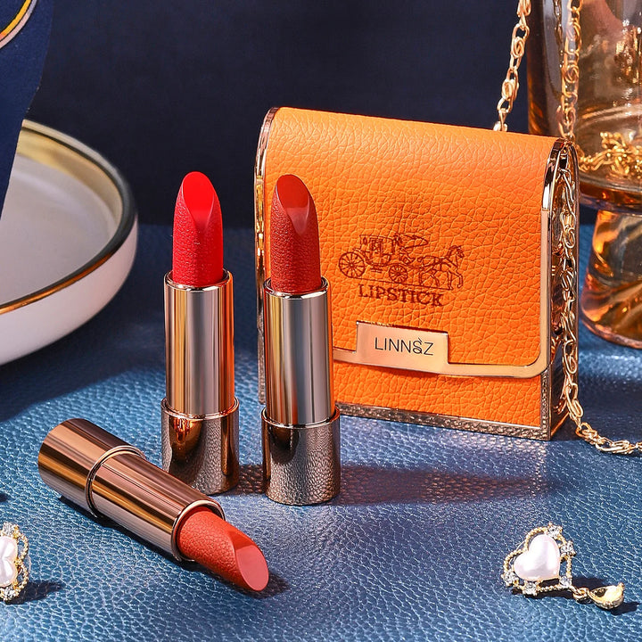 Matte Lipstick with Chain Bag Set, Non-Fading, Non-Stick Cup Long-Lasting Velvet Finish, Smooth Matte Lip Color Waterproof