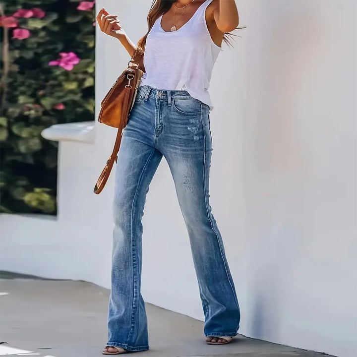 [Chic Flare Jeans] Stretch Denim High Waisted Flare Jeans | Retro, Leg-Lengthening, Effortless European Chic Style!