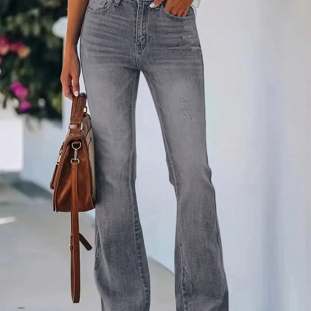 [Chic Flare Jeans] Stretch Denim High Waisted Flare Jeans | Retro, Leg-Lengthening, Effortless European Chic Style!