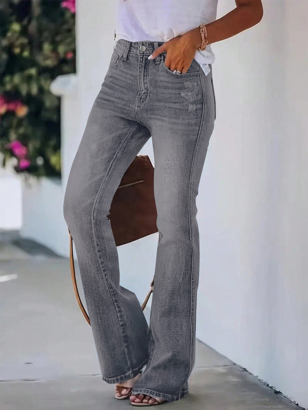 [Chic Flare Jeans] Stretch Denim High Waisted Flare Jeans | Retro, Leg-Lengthening, Effortless European Chic Style!
