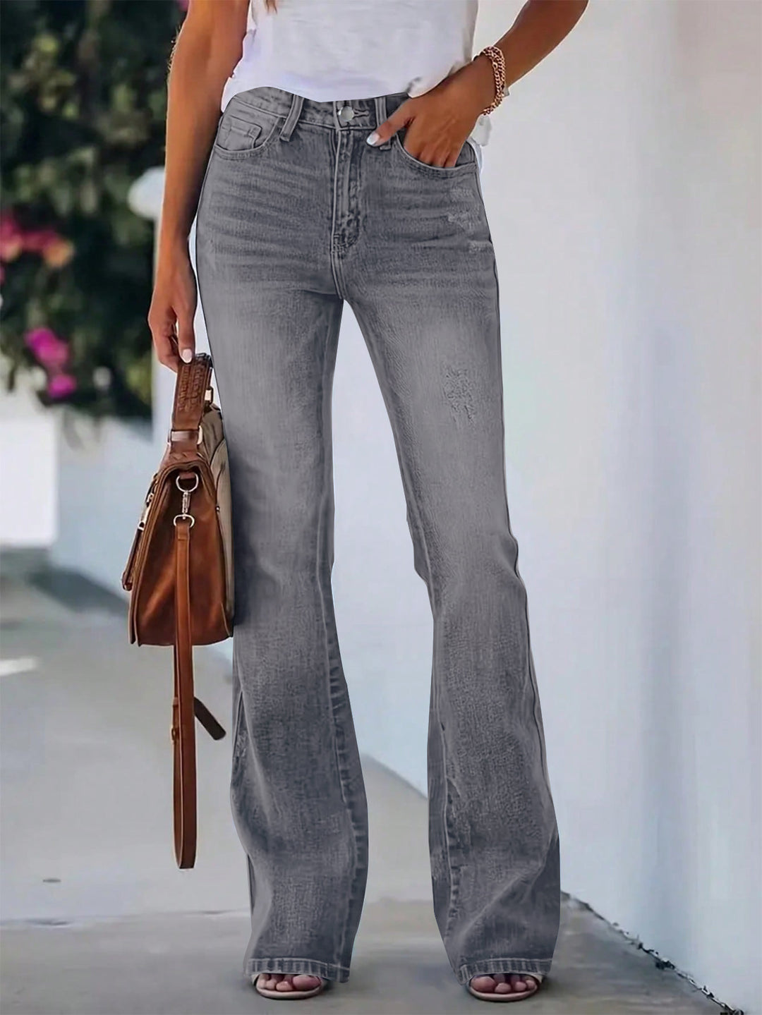 [Chic Flare Jeans] Stretch Denim High Waisted Flare Jeans | Retro, Leg-Lengthening, Effortless European Chic Style!
