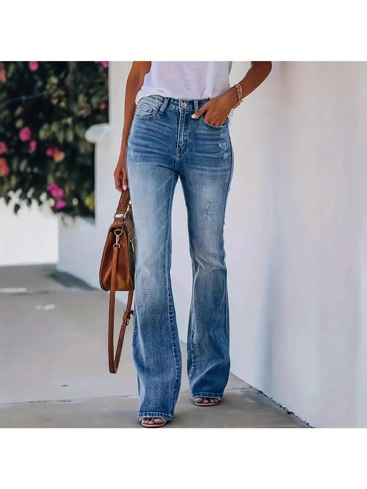 [Chic Flare Jeans] Stretch Denim High Waisted Flare Jeans | Retro, Leg-Lengthening, Effortless European Chic Style!